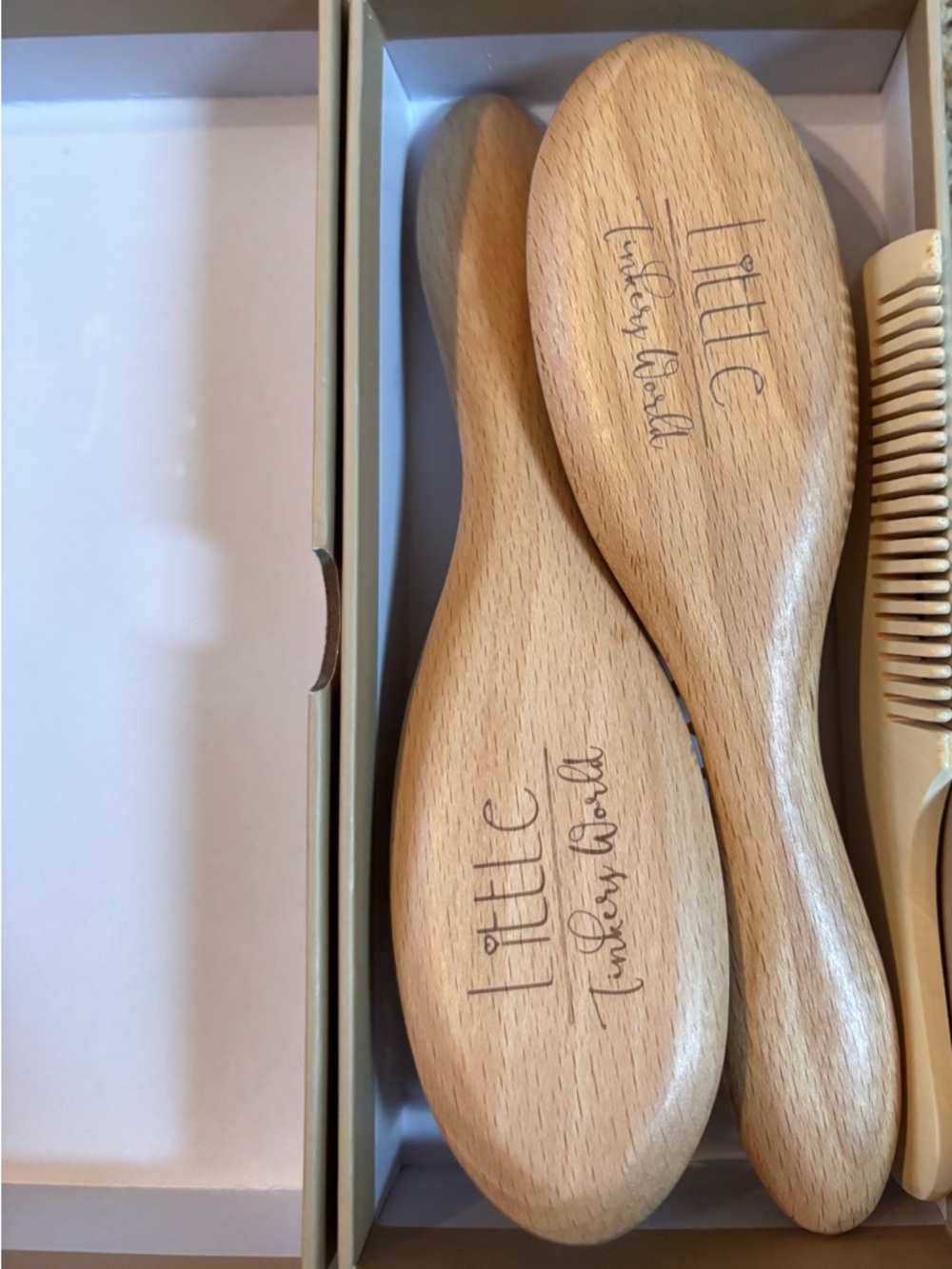 Little Tinkery World Wooden Hair Brush Set - Natural Wood